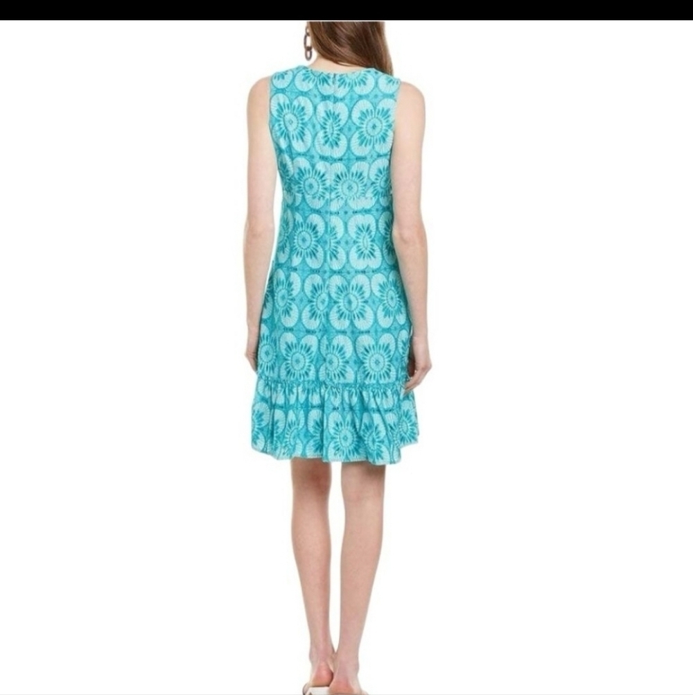Trina Turk Carpinteria V-neck Lace Crochet Boho Preppy Flounce Ruffle Dress - Picture 2 of 6